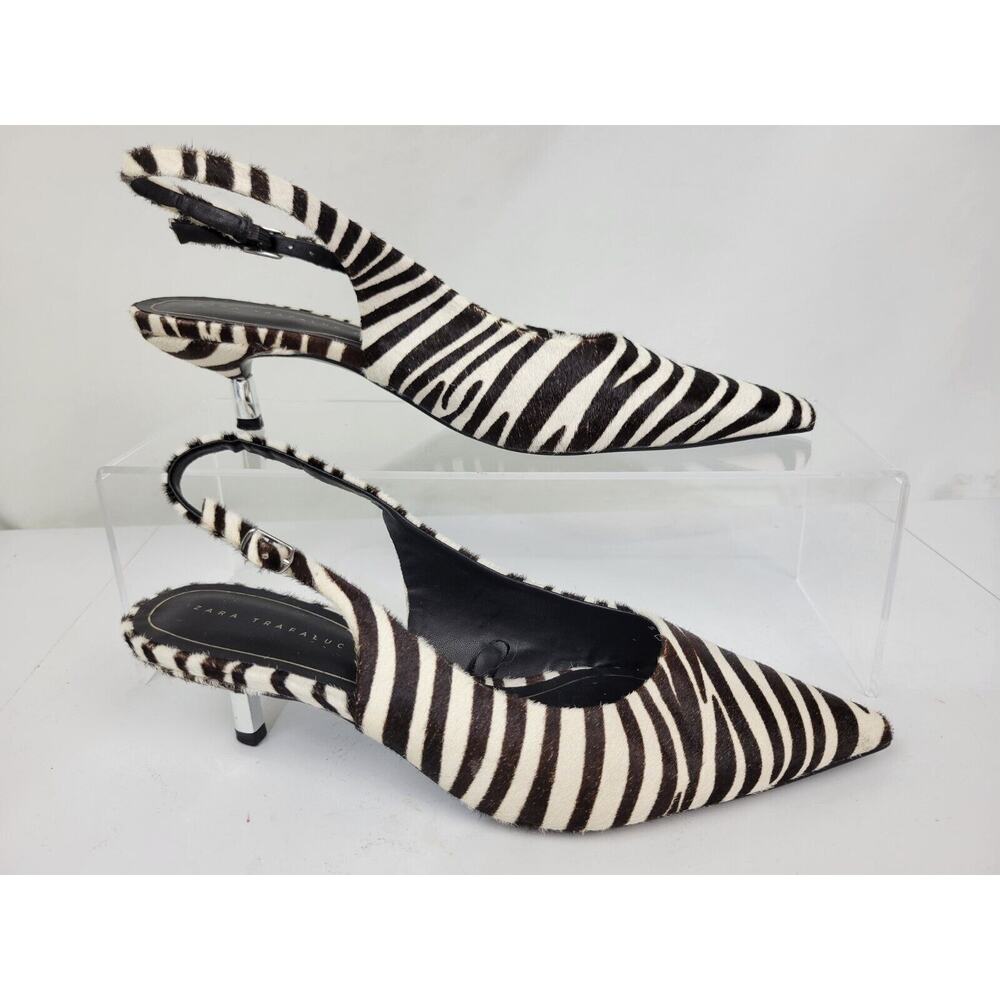 Zara Black and White Zebra Print Heels